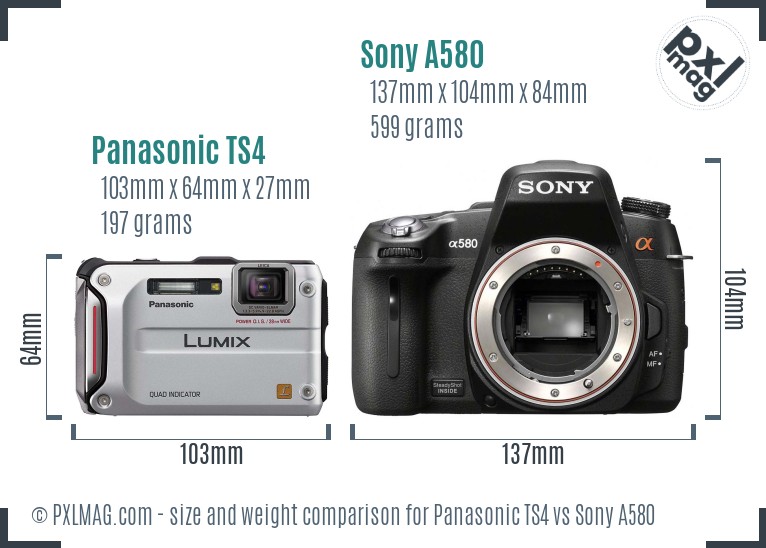 Panasonic TS4 vs Sony A580 size comparison Panasonic TS4 vs Sony A580 size comparison