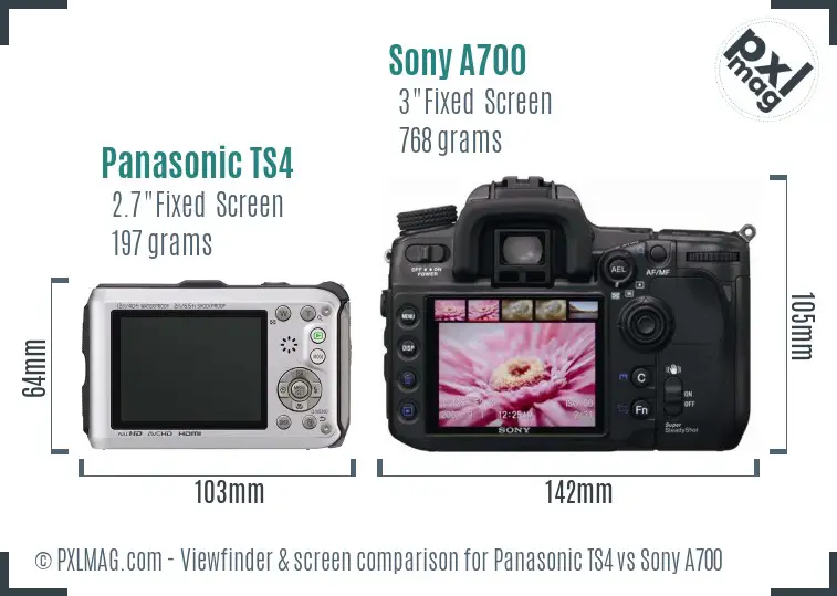 Panasonic TS4 vs Sony A700 Screen and Viewfinder comparison