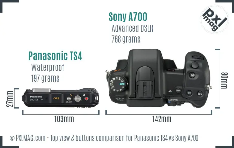 Panasonic TS4 vs Sony A700 top view buttons comparison