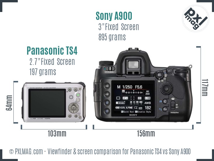 Panasonic TS4 vs Sony A900 Screen and Viewfinder comparison