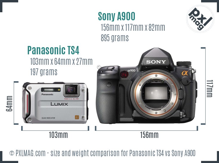 Panasonic TS4 vs Sony A900 size comparison