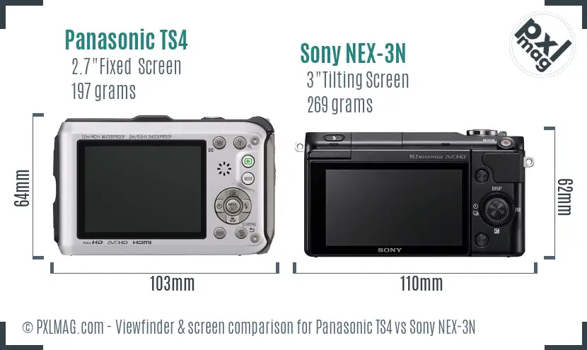 Panasonic TS4 vs Sony NEX-3N Screen and Viewfinder comparison