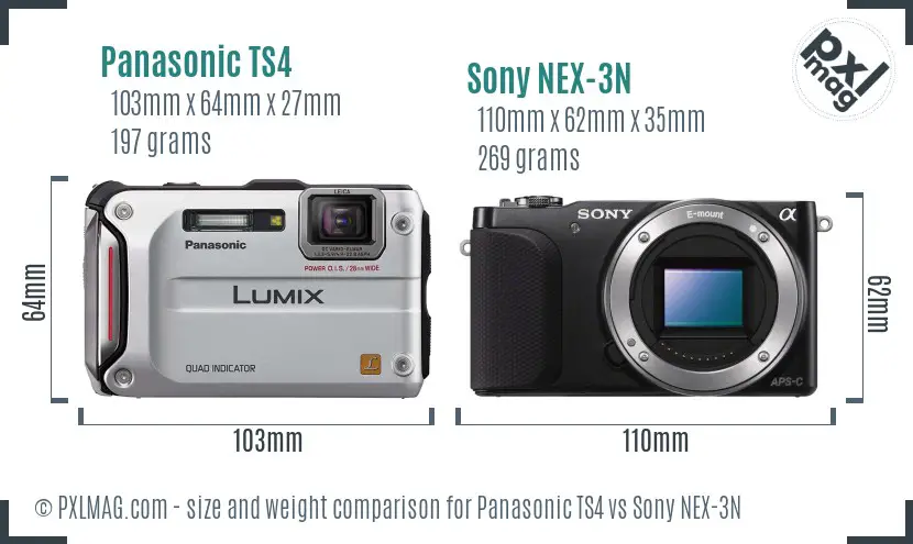 Panasonic TS4 vs Sony NEX-3N size comparison