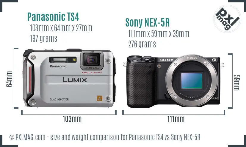 Panasonic TS4 vs Sony NEX-5R size comparison Panasonic TS4 vs Sony NEX-5R size comparison