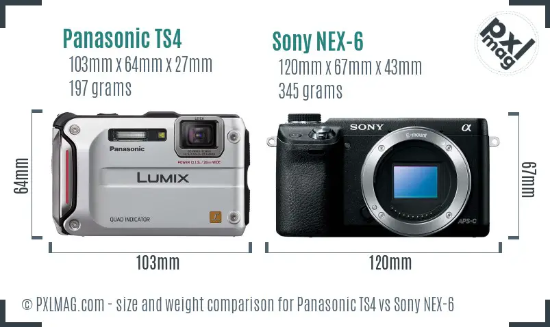 Panasonic TS4 vs Sony NEX-6 size comparison Panasonic TS4 vs Sony NEX-6 size comparison