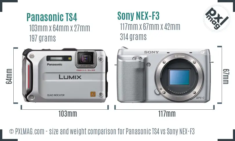 Panasonic TS4 vs Sony NEX-F3 size comparison