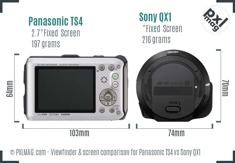 Panasonic TS4 vs Sony QX1 Screen and Viewfinder comparison