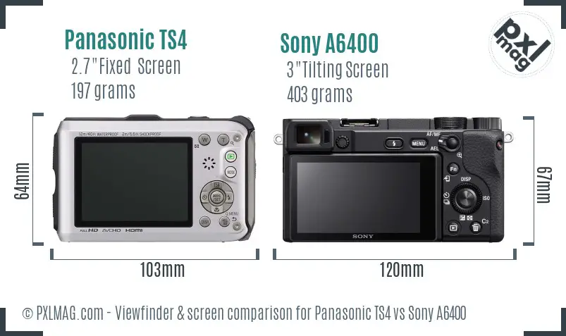 Panasonic TS4 vs Sony A6400 Screen and Viewfinder comparison