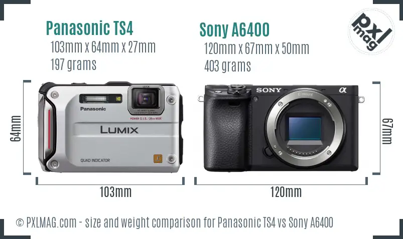 Panasonic TS4 vs Sony A6400 size comparison Panasonic TS4 vs Sony A6400 size comparison