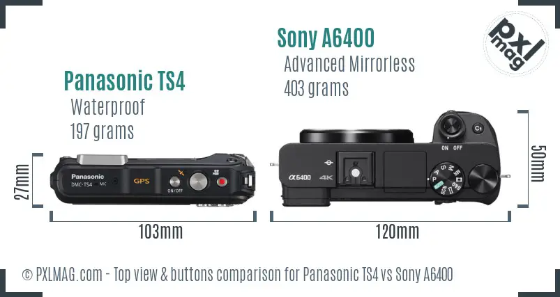 Panasonic TS4 vs Sony A6400 top view buttons comparison