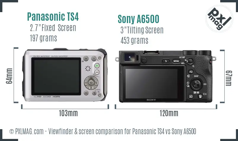 Panasonic TS4 vs Sony A6500 Screen and Viewfinder comparison