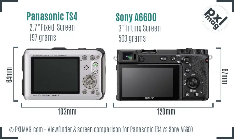 Panasonic TS4 vs Sony A6600 Screen and Viewfinder comparison