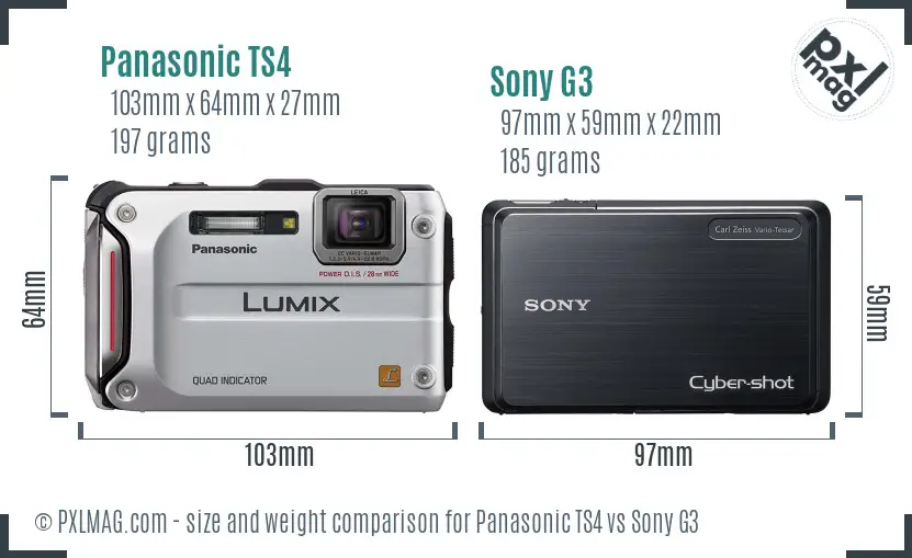 Panasonic TS4 vs Sony G3 size comparison