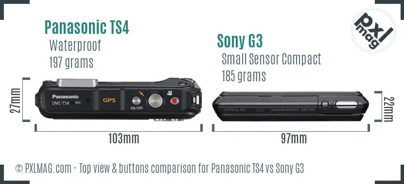 Panasonic TS4 vs Sony G3 top view buttons comparison