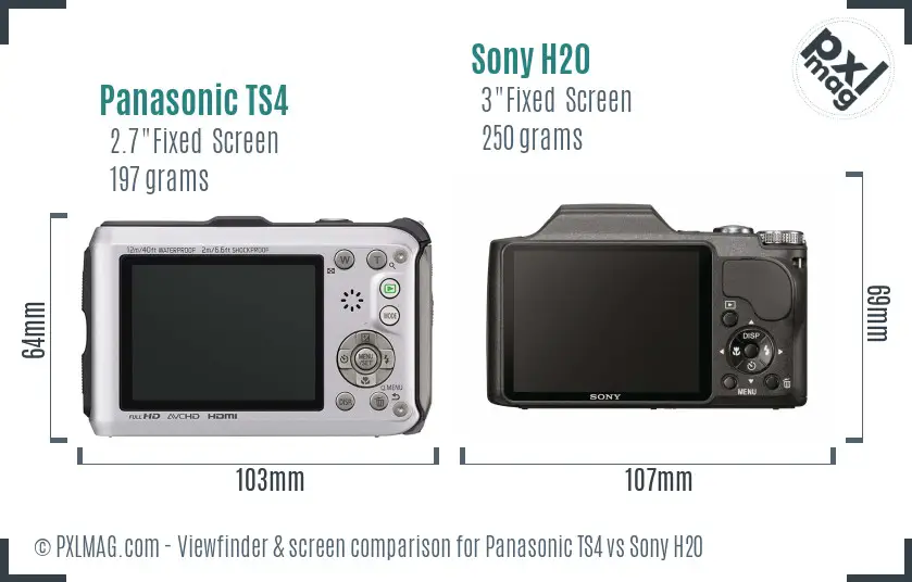 Panasonic TS4 vs Sony H20 Screen and Viewfinder comparison