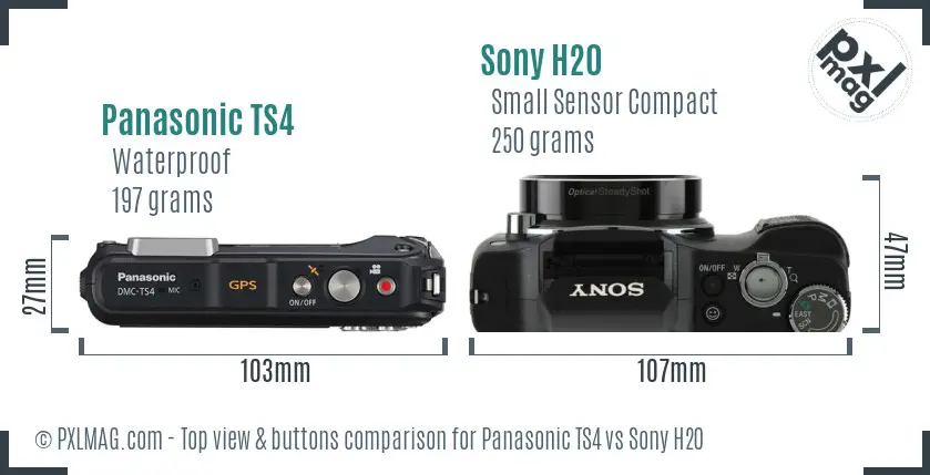 Panasonic TS4 vs Sony H20 top view buttons comparison