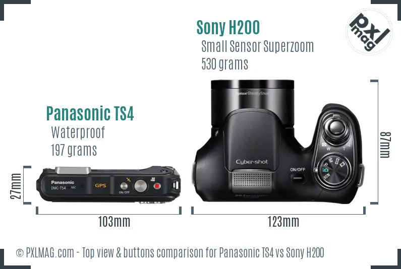 Panasonic TS4 vs Sony H200 top view buttons comparison