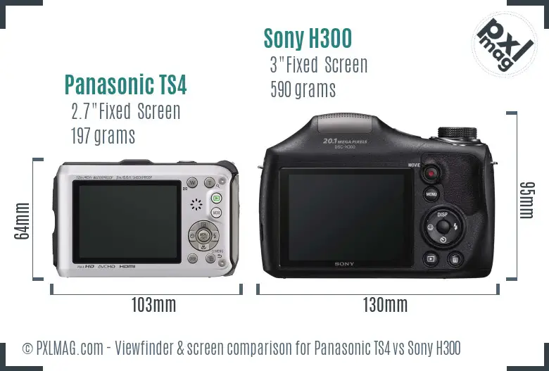Panasonic TS4 vs Sony H300 Screen and Viewfinder comparison