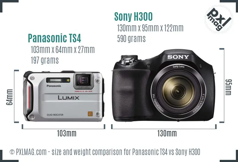 Panasonic TS4 vs Sony H300 size comparison