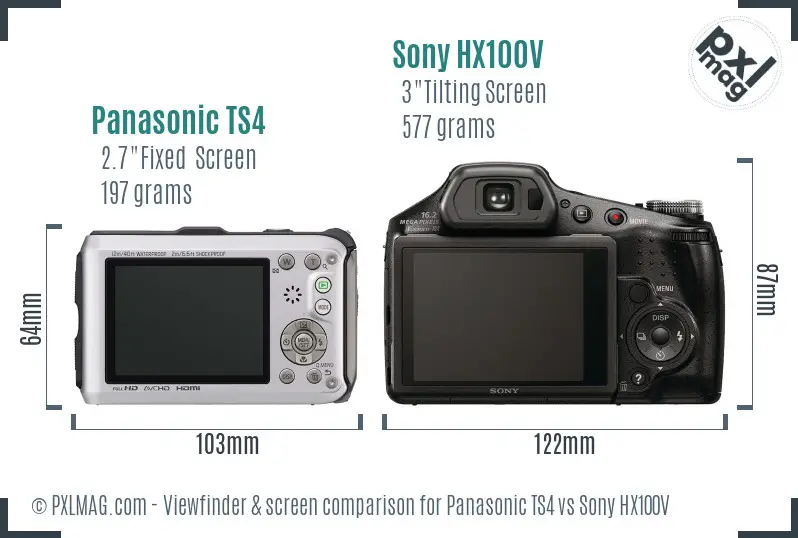 Panasonic TS4 vs Sony HX100V Screen and Viewfinder comparison