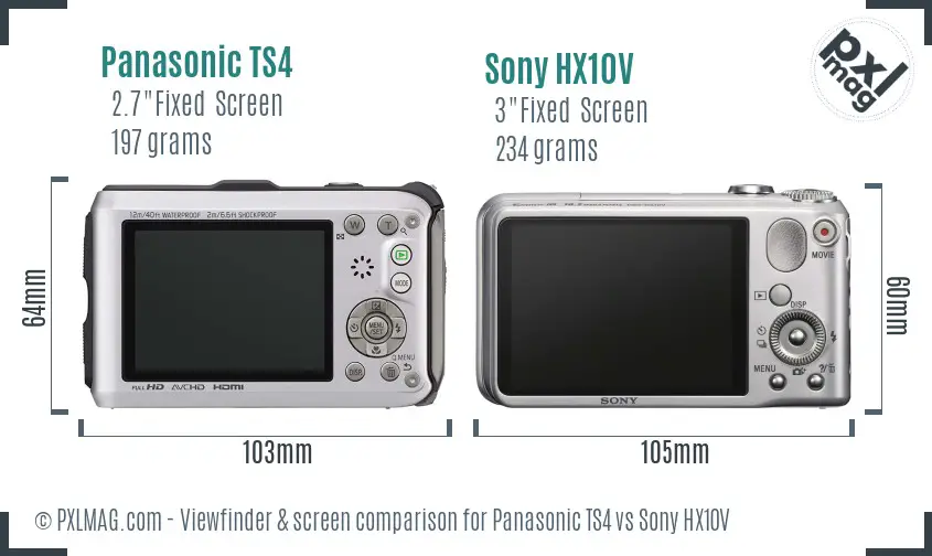 Panasonic TS4 vs Sony HX10V Screen and Viewfinder comparison