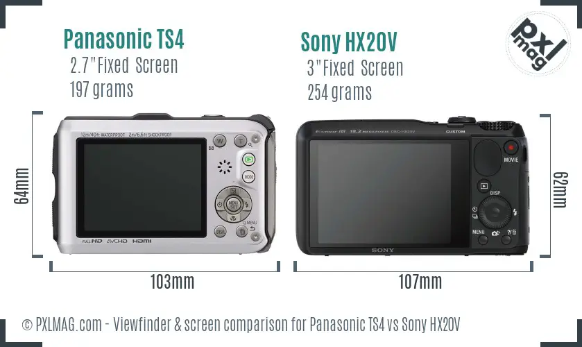 Panasonic TS4 vs Sony HX20V Screen and Viewfinder comparison