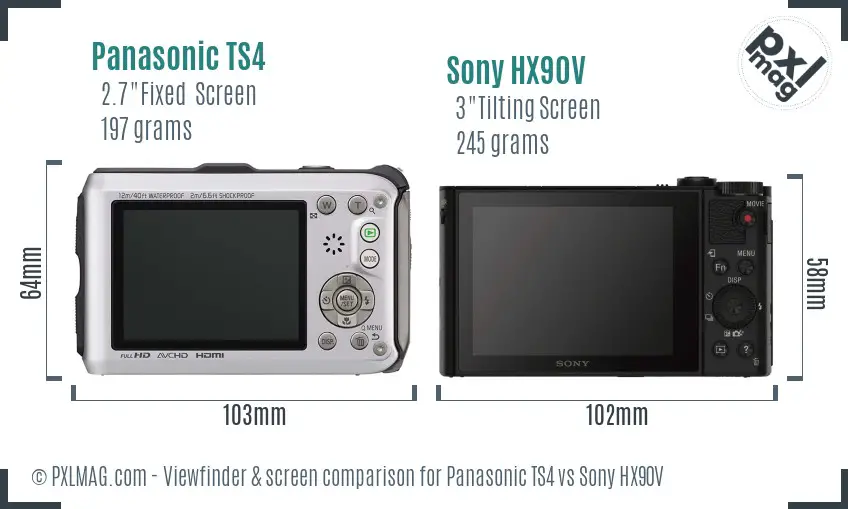 Panasonic TS4 vs Sony HX90V Screen and Viewfinder comparison