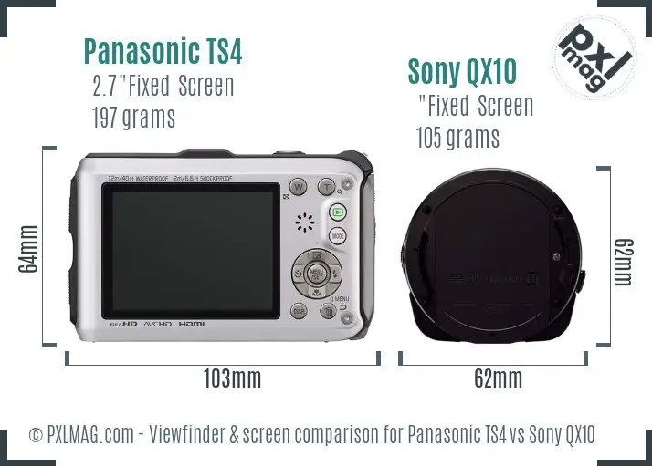 Panasonic TS4 vs Sony QX10 Screen and Viewfinder comparison Panasonic TS4 vs Sony QX10 Screen and Viewfinder comparison