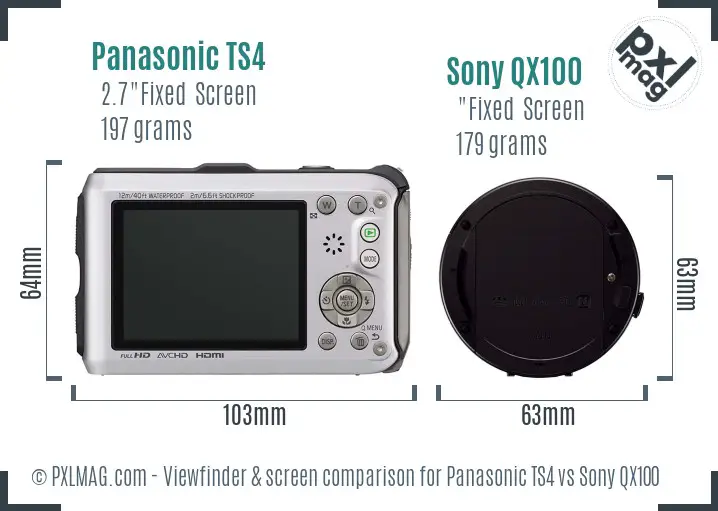 Panasonic TS4 vs Sony QX100 Screen and Viewfinder comparison