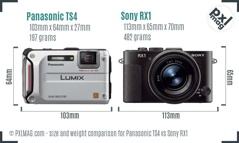 Panasonic TS4 vs Sony RX1 size comparison