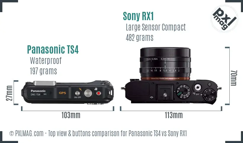 Panasonic TS4 vs Sony RX1 top view buttons comparison