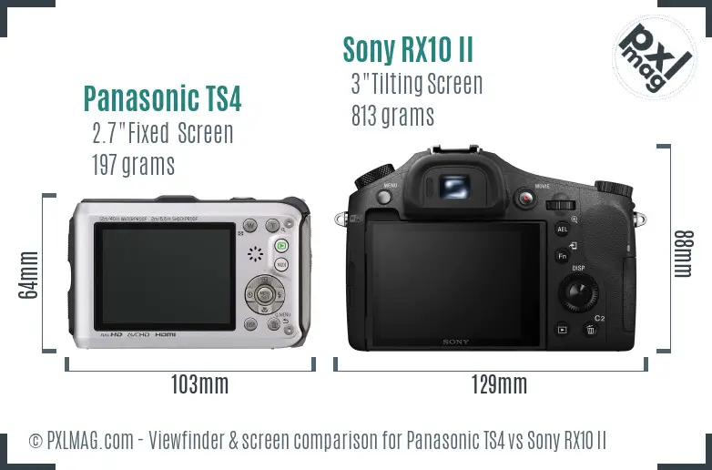 Panasonic TS4 vs Sony RX10 II Screen and Viewfinder comparison