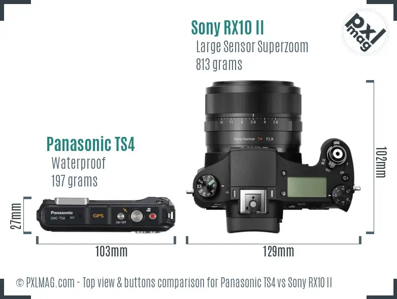 Panasonic TS4 vs Sony RX10 II top view buttons comparison