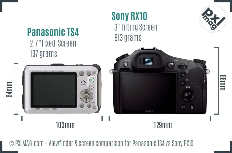 Panasonic TS4 vs Sony RX10 Screen and Viewfinder comparison