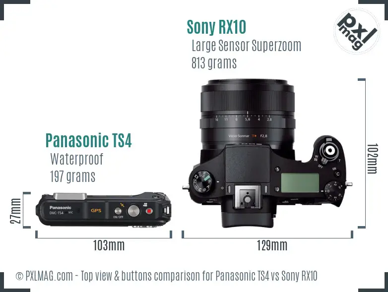 Panasonic TS4 vs Sony RX10 top view buttons comparison