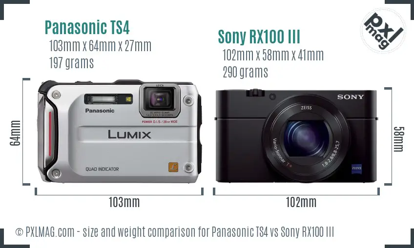 Panasonic TS4 vs Sony RX100 III size comparison Panasonic TS4 vs Sony RX100 III size comparison