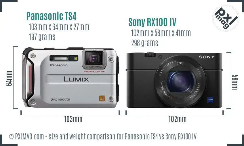 Panasonic TS4 vs Sony RX100 IV size comparison