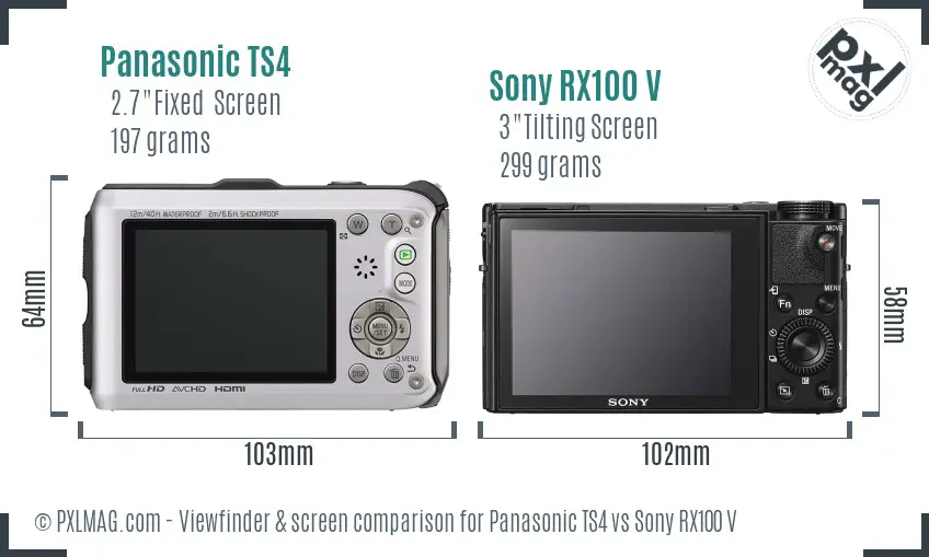 Panasonic TS4 vs Sony RX100 V Screen and Viewfinder comparison Panasonic TS4 vs Sony RX100 V Screen and Viewfinder comparison