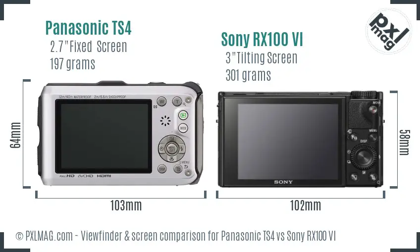 Panasonic TS4 vs Sony RX100 VI Screen and Viewfinder comparison Panasonic TS4 vs Sony RX100 VI Screen and Viewfinder comparison