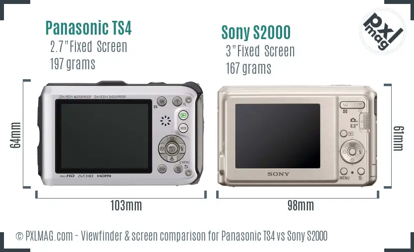 Panasonic TS4 vs Sony S2000 Screen and Viewfinder comparison