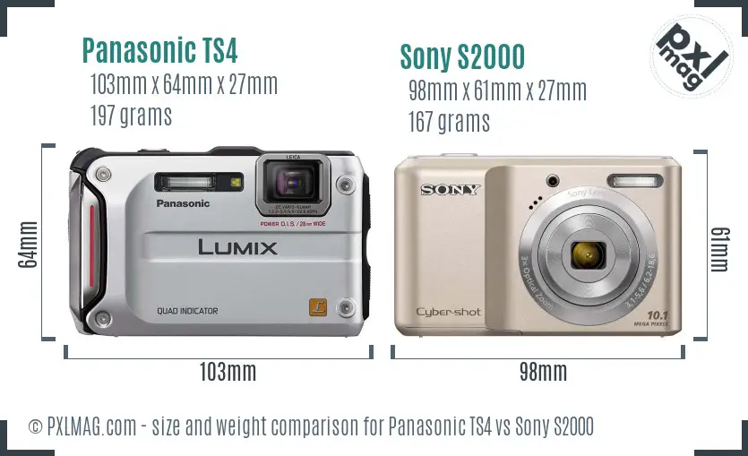 Panasonic TS4 vs Sony S2000 size comparison