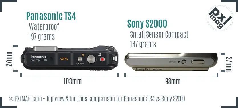 Panasonic TS4 vs Sony S2000 top view buttons comparison