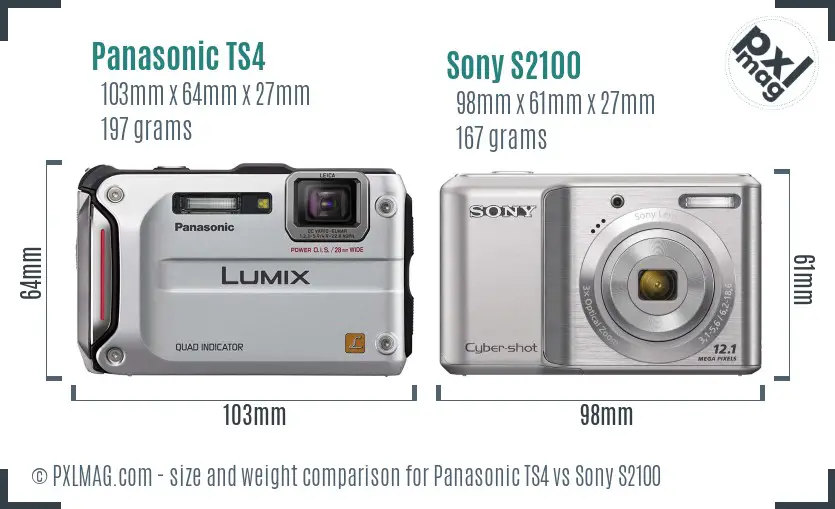 Panasonic TS4 vs Sony S2100 size comparison