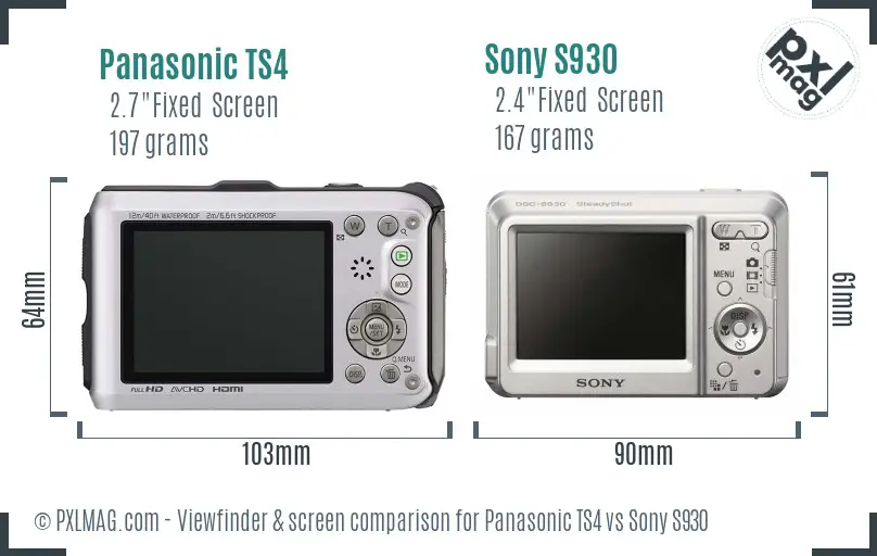 Panasonic TS4 vs Sony S930 Screen and Viewfinder comparison