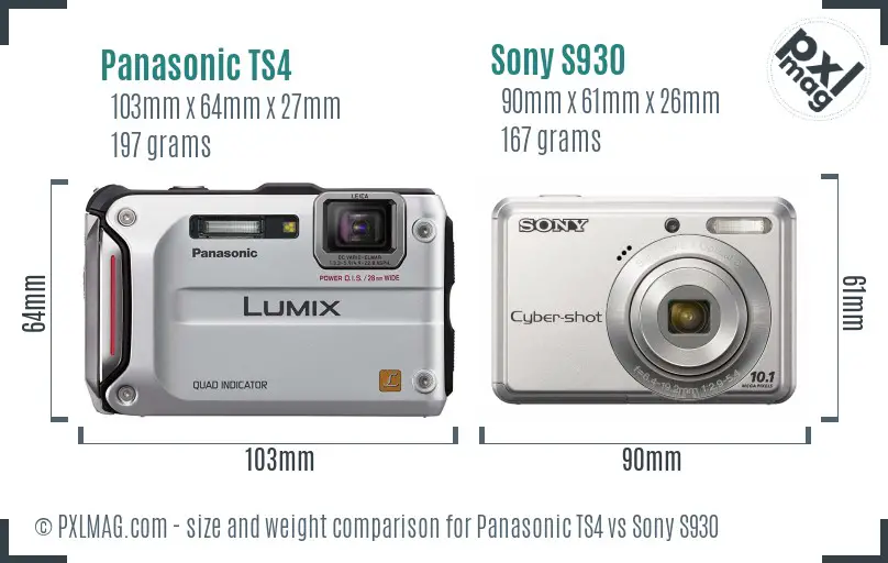 Panasonic TS4 vs Sony S930 size comparison