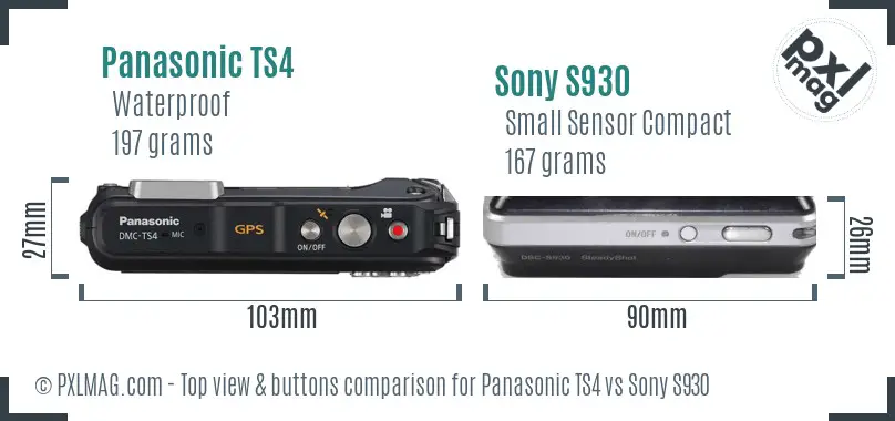 Panasonic TS4 vs Sony S930 top view buttons comparison