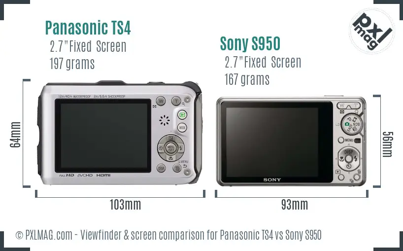 Panasonic TS4 vs Sony S950 Screen and Viewfinder comparison