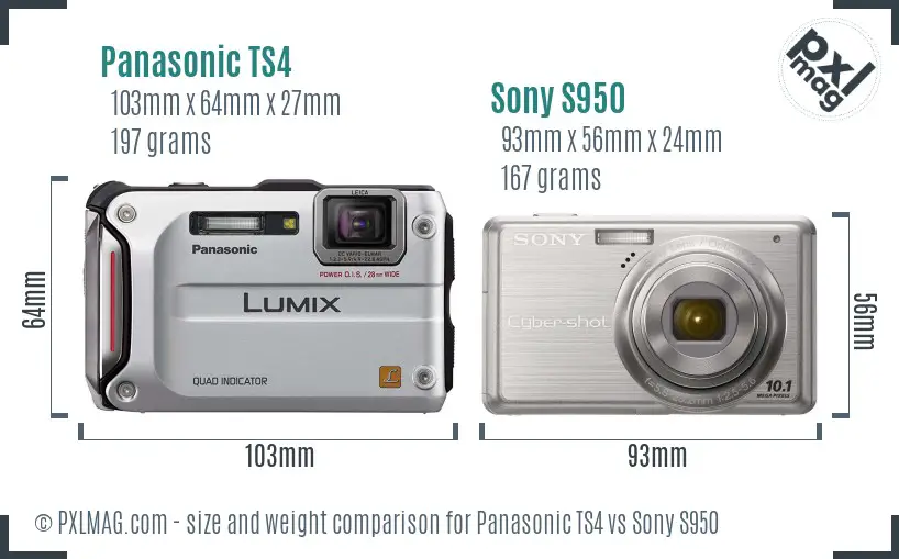 Panasonic TS4 vs Sony S950 size comparison