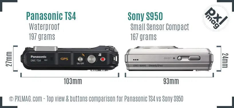 Panasonic TS4 vs Sony S950 top view buttons comparison