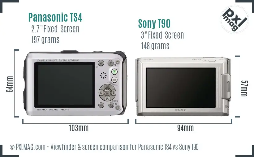 Panasonic TS4 vs Sony T90 Screen and Viewfinder comparison